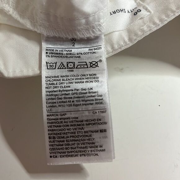 GAP white city shorts 5“ inseam front & back pockets belt loops mid rise size 00 - Picture 11 of 14